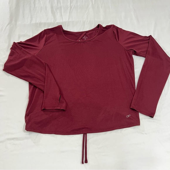 Freely Back Draw Shirring Ruched Long Sleeve Burgundy Top Size XL - Picture 8 of 12